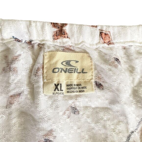 O’neil cropped short sleeve blouse XL White Tan Paisley Bohemian - Picture 8 of 8